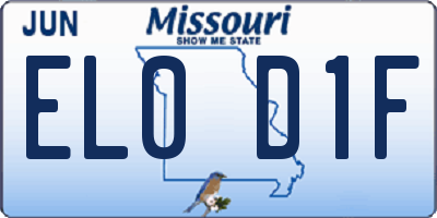 MO license plate EL0D1F