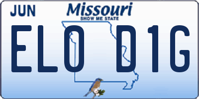 MO license plate EL0D1G