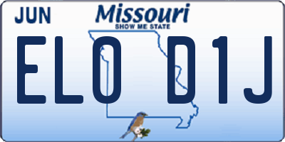 MO license plate EL0D1J