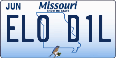 MO license plate EL0D1L