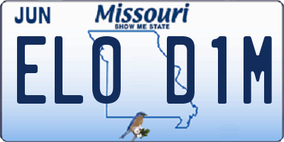 MO license plate EL0D1M