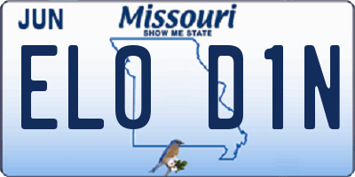 MO license plate EL0D1N