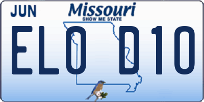 MO license plate EL0D1O
