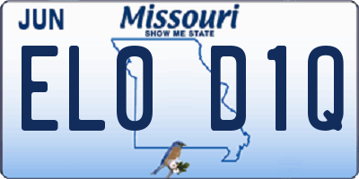 MO license plate EL0D1Q