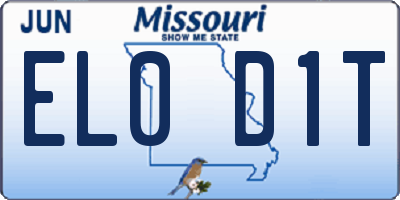 MO license plate EL0D1T
