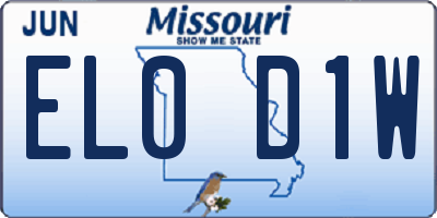 MO license plate EL0D1W
