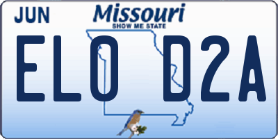 MO license plate EL0D2A