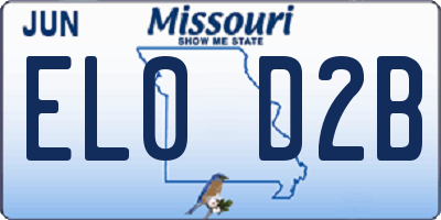 MO license plate EL0D2B