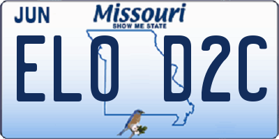 MO license plate EL0D2C