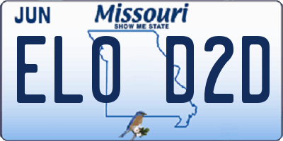 MO license plate EL0D2D