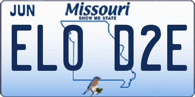 MO license plate EL0D2E