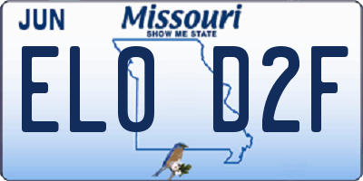 MO license plate EL0D2F