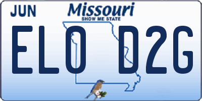 MO license plate EL0D2G