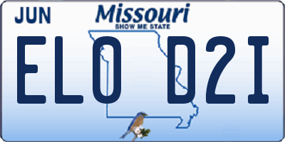 MO license plate EL0D2I