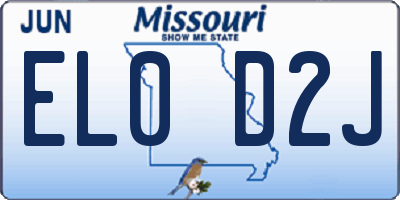 MO license plate EL0D2J