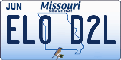 MO license plate EL0D2L