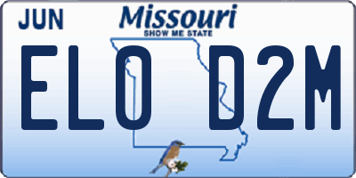 MO license plate EL0D2M