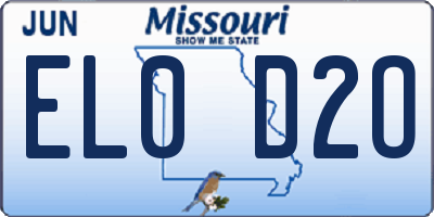 MO license plate EL0D2O