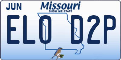 MO license plate EL0D2P
