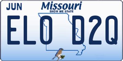 MO license plate EL0D2Q
