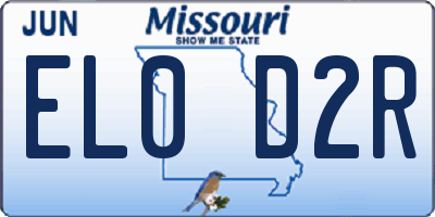 MO license plate EL0D2R