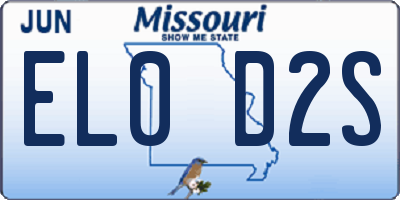 MO license plate EL0D2S
