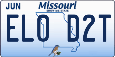 MO license plate EL0D2T