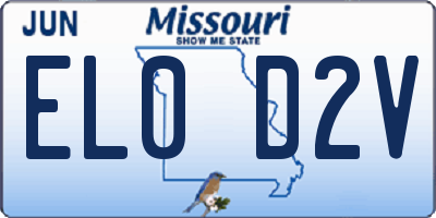 MO license plate EL0D2V