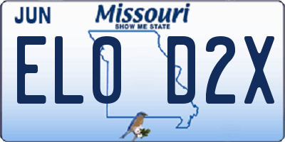 MO license plate EL0D2X