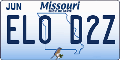 MO license plate EL0D2Z
