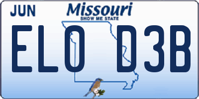MO license plate EL0D3B