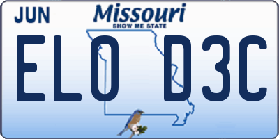 MO license plate EL0D3C