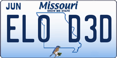 MO license plate EL0D3D
