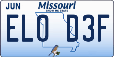 MO license plate EL0D3F