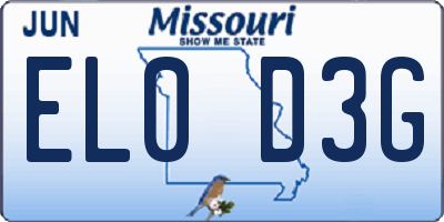 MO license plate EL0D3G