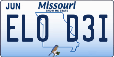 MO license plate EL0D3I