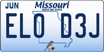 MO license plate EL0D3J