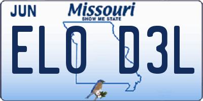 MO license plate EL0D3L