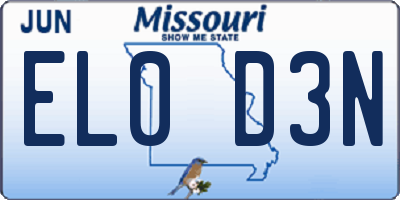 MO license plate EL0D3N