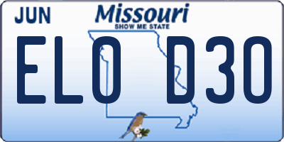 MO license plate EL0D3O