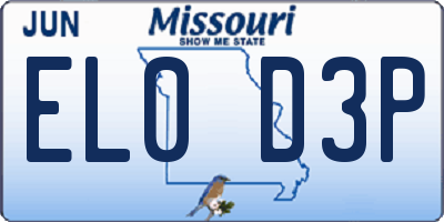 MO license plate EL0D3P
