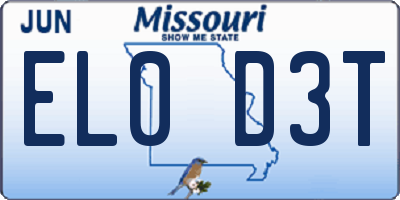 MO license plate EL0D3T