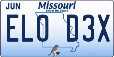 MO license plate EL0D3X