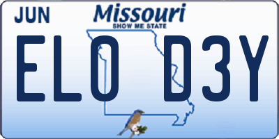 MO license plate EL0D3Y