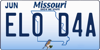 MO license plate EL0D4A