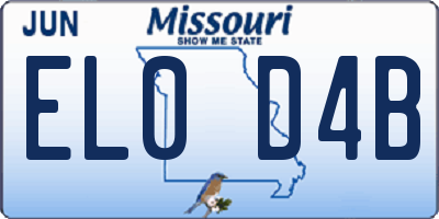 MO license plate EL0D4B