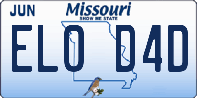 MO license plate EL0D4D