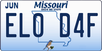 MO license plate EL0D4F