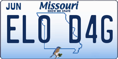 MO license plate EL0D4G