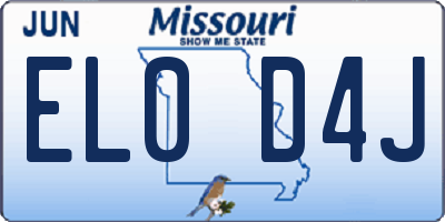 MO license plate EL0D4J